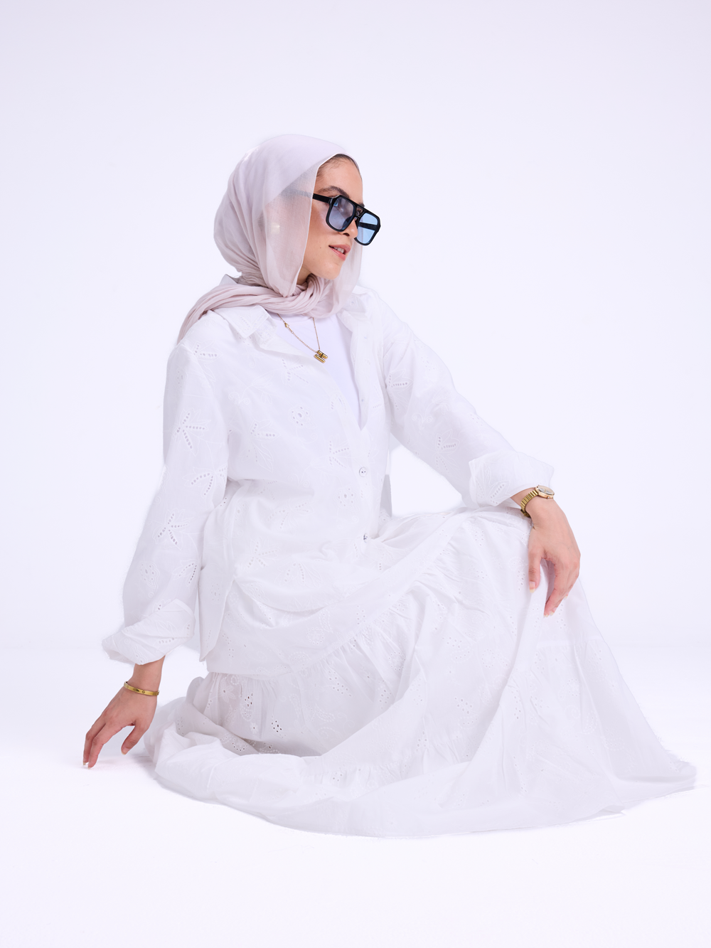 Embroidered White Set