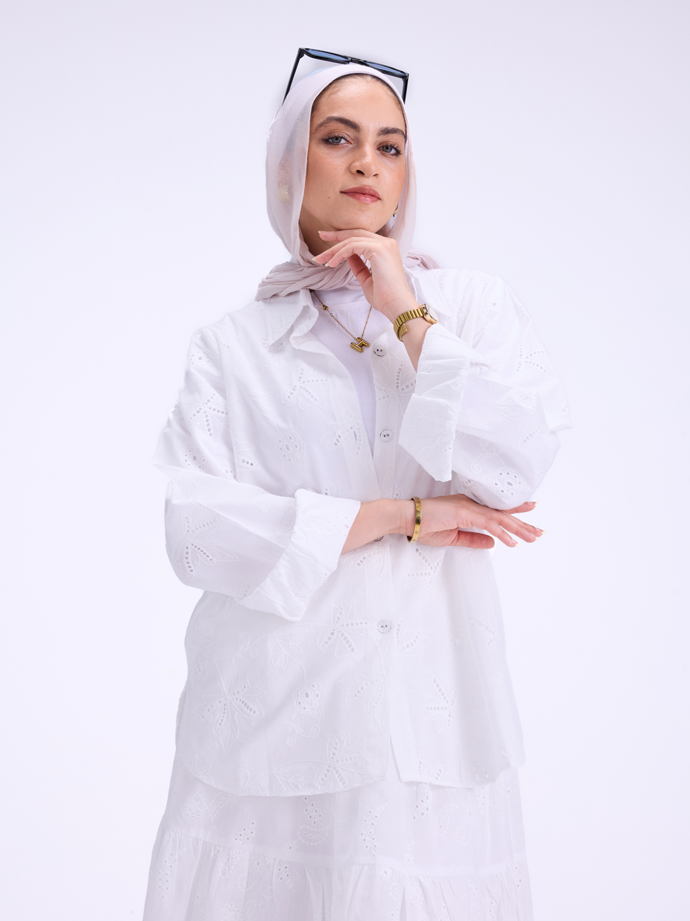 Embroidered White Set