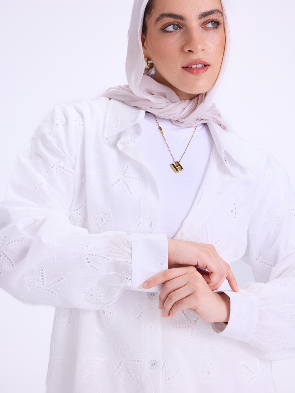 Embroidered White Set