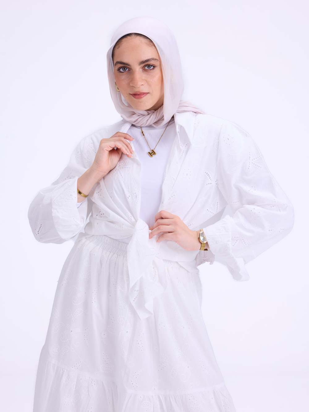 Embroidered White Set