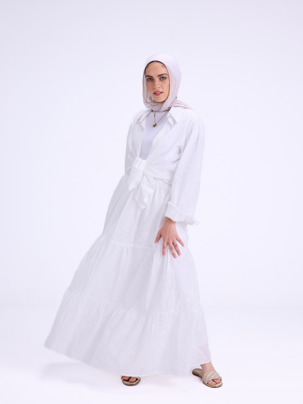 Embroidered White Set